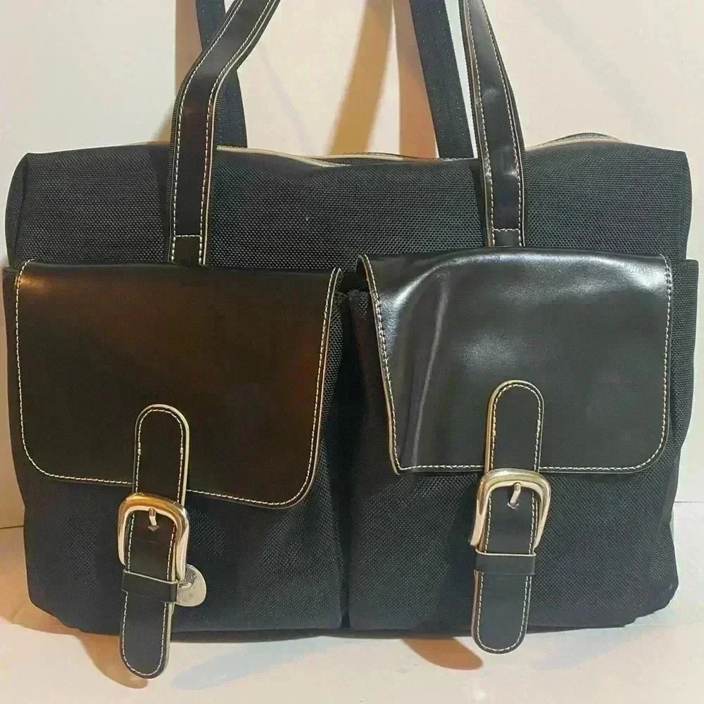 Jack Georges  unisex black canvas briefcase bag